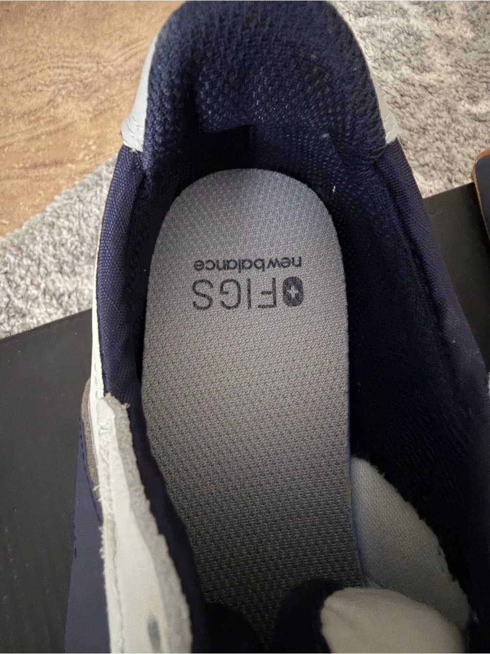 FIGS New Balance Light Grey and Navy Retro-Style Sneakers